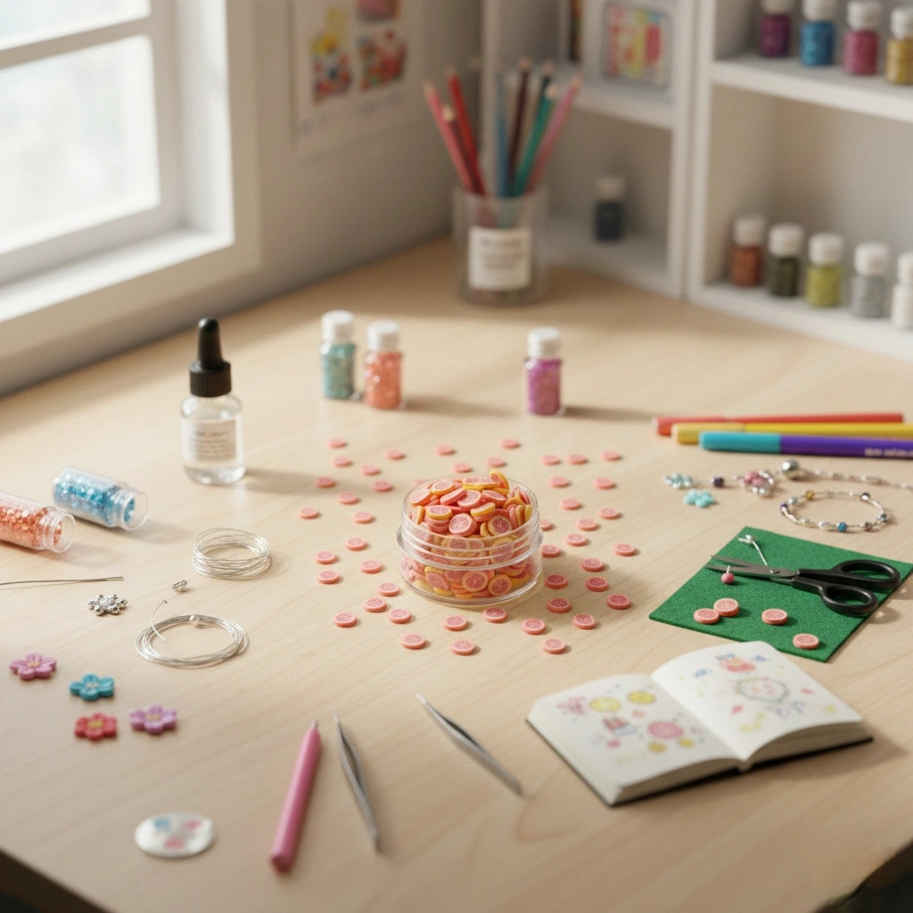 Miniature Polymer Clay Pink Orange (10pcs)