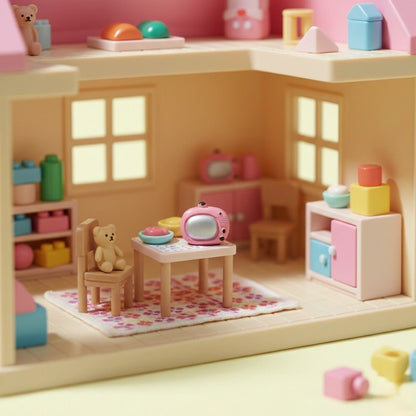 Miniature Toy TV figure inside the mini doll house.