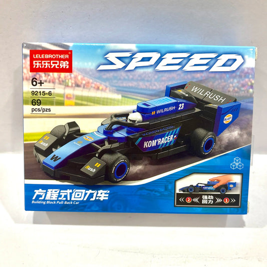 Blue Grand Prix Racer Vehicle Building Block (1Pc)