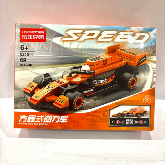 Orange Grand Prix Racer Vehicle Building Block (1Pc)