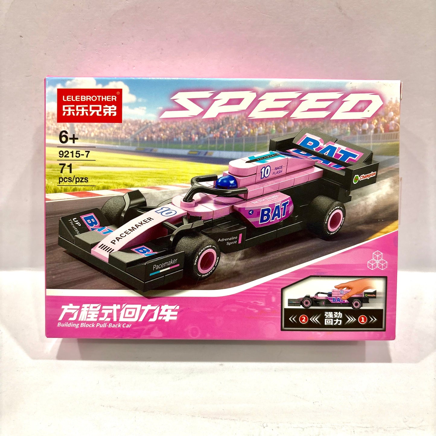 Pink Grand Prix Racer Vehicle Building Block (1Pc)