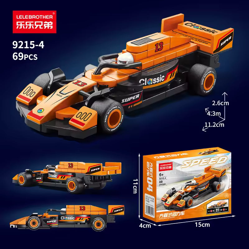 Orange Grand Prix Racer Vehicle Building Block (1Pc)