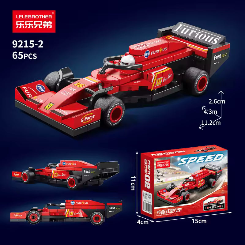 Red Grand Prix Car Vehicle Building Block (1Pc)