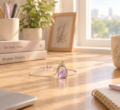 Miniature Glow Conch Shell Assorted (1pc) displayed on a wooden desk near a window