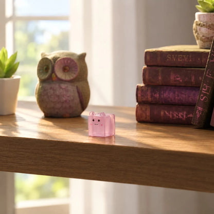 Miniature Glow Square Animal Assorted (1pc) displayed on a wooden shelf with books