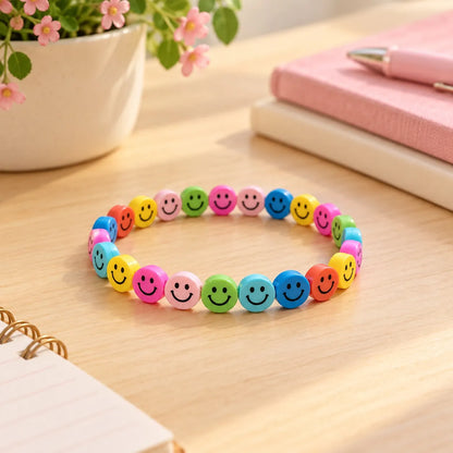Miniature Polymer Clay Smiley Assorted (10pcs) used to create a colorful bracelet
