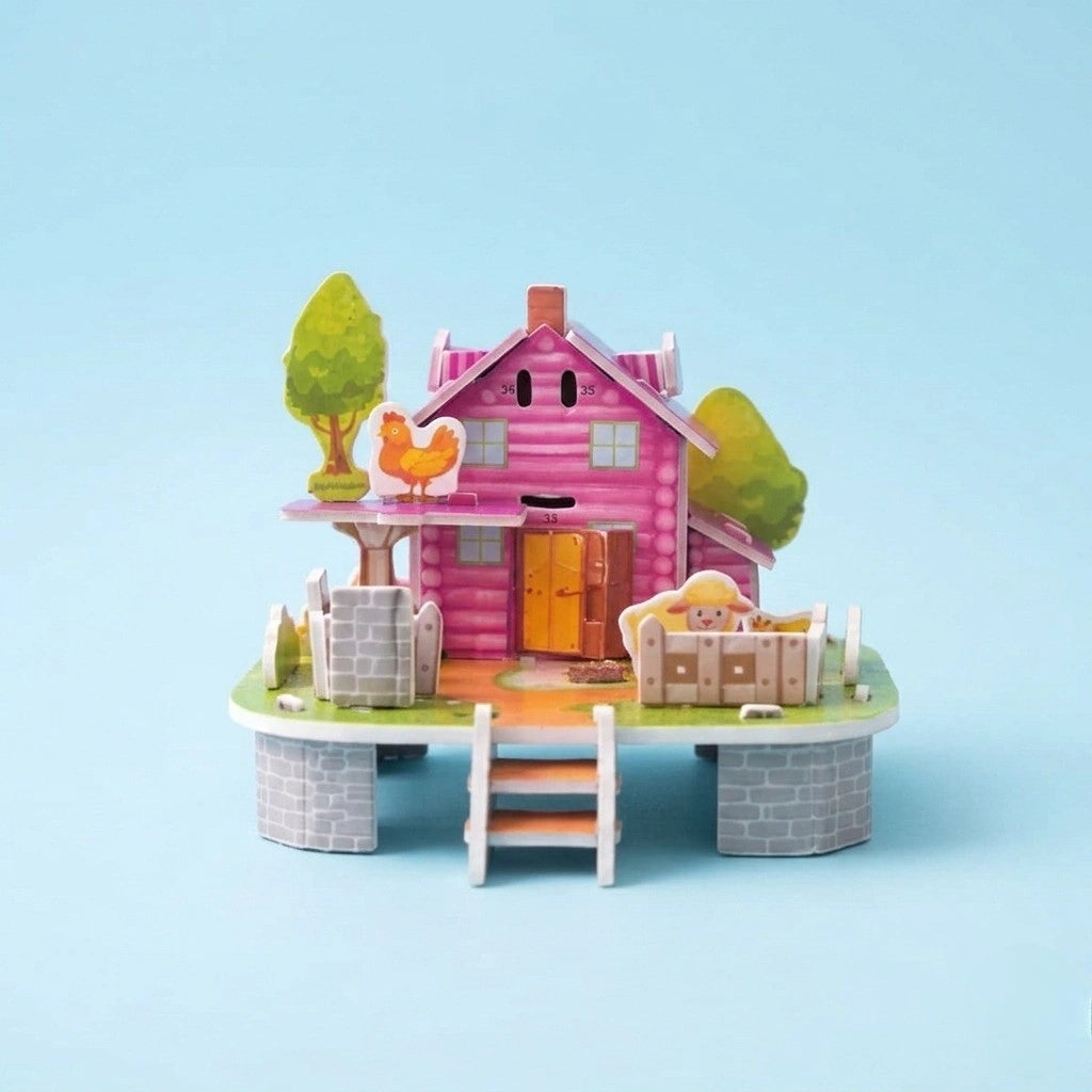 Pink Meadow Farmhouse 3D Puzzle (1Pc)