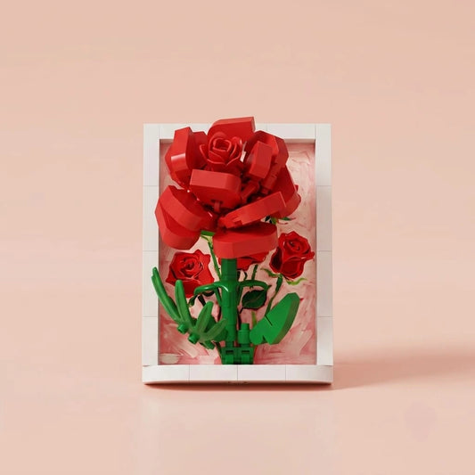 Red Rose Flower Frame Building Block (1Pc)