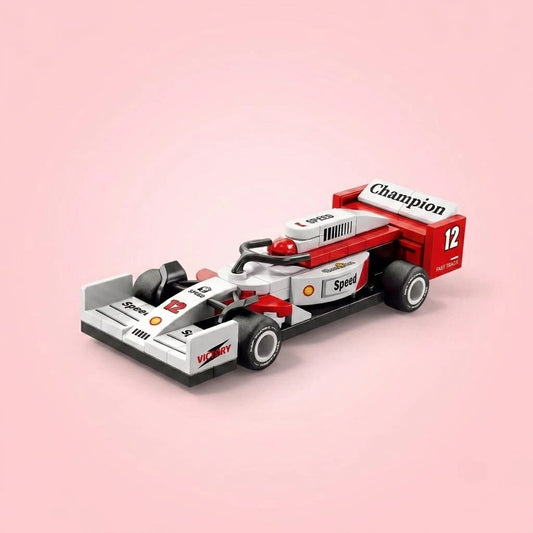 White Red Grand Prix Racer Vehicle Building Block (1Pc)