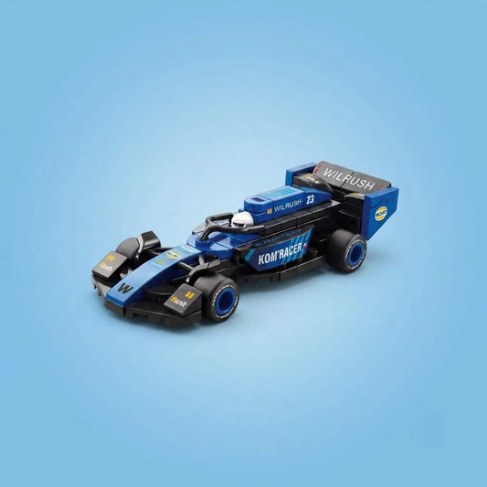 Blue Grand Prix Racer Vehicle Building Block (1Pc)