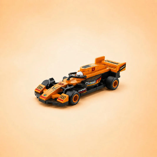 Orange Grand Prix Racer Vehicle Building Block (1Pc)