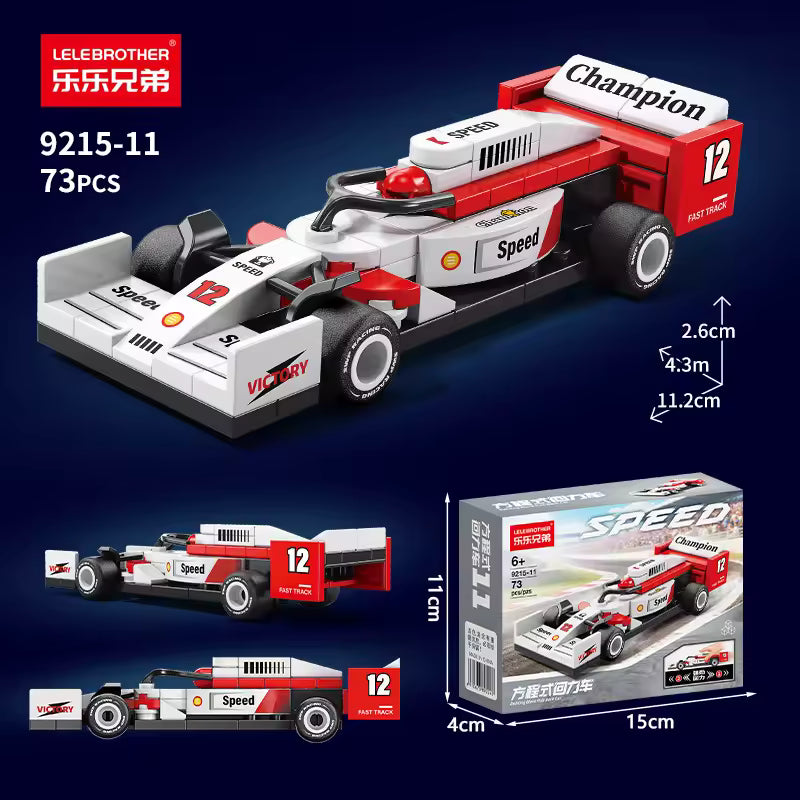 White Red Grand Prix Racer Vehicle Building Block (1Pc)