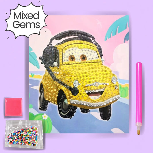 Yellow Car Diamond Painting Kit Assorted Gems (1pc)