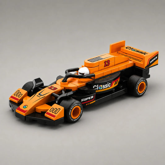 Orange Grand Prix Racer Vehicle Building Block (1Pc)