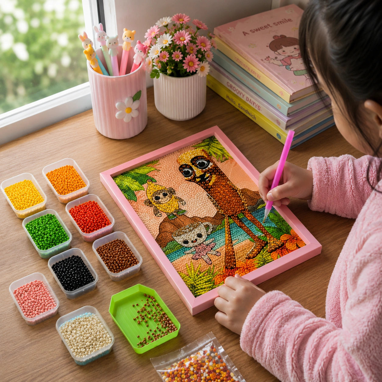 Cartoon Jungle Friends Diamond Painting Kit (1Pc)
