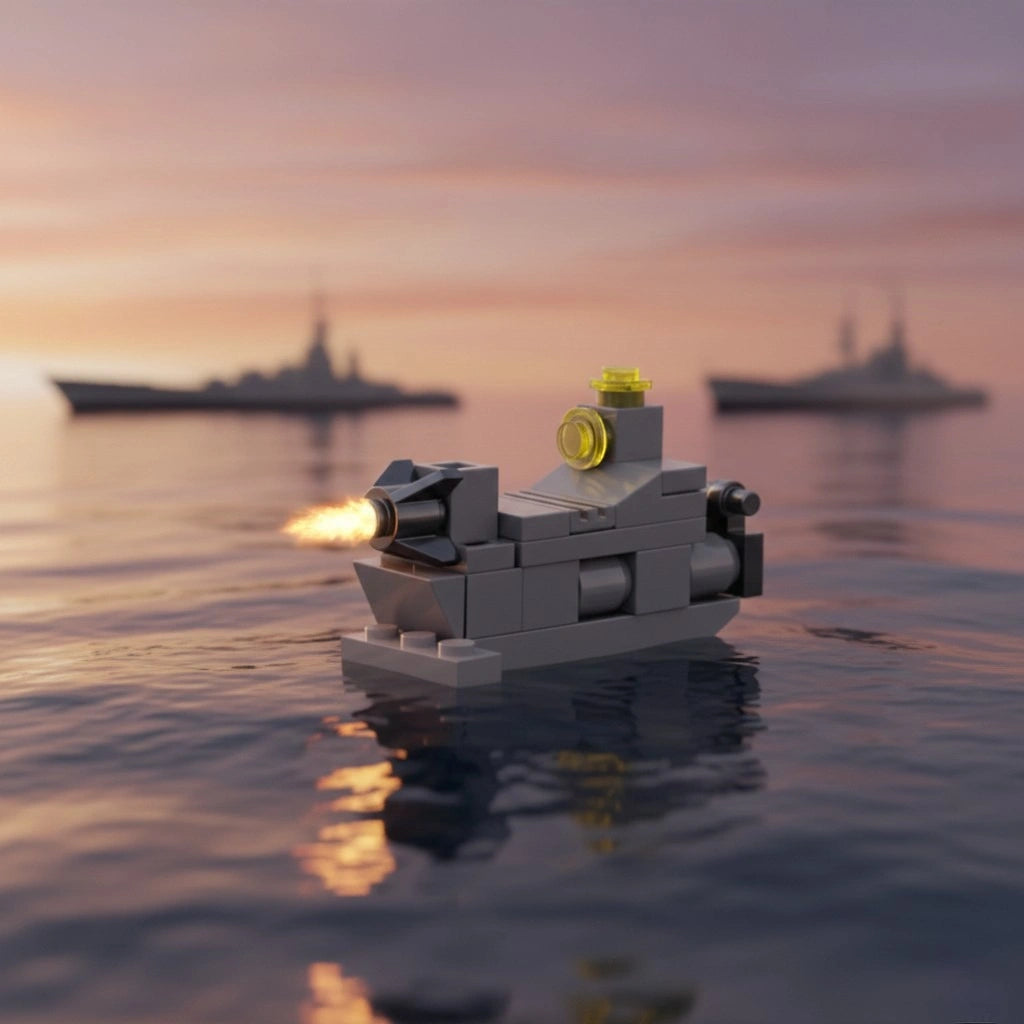 Frigate Building Block (1Pc) in the sea.