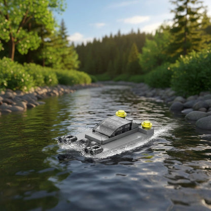 Chaseboat Building Block (1Pc) in the river with the forest background.
