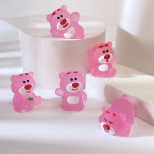 Collection of Miniature Glow Pink Bear on the white background.