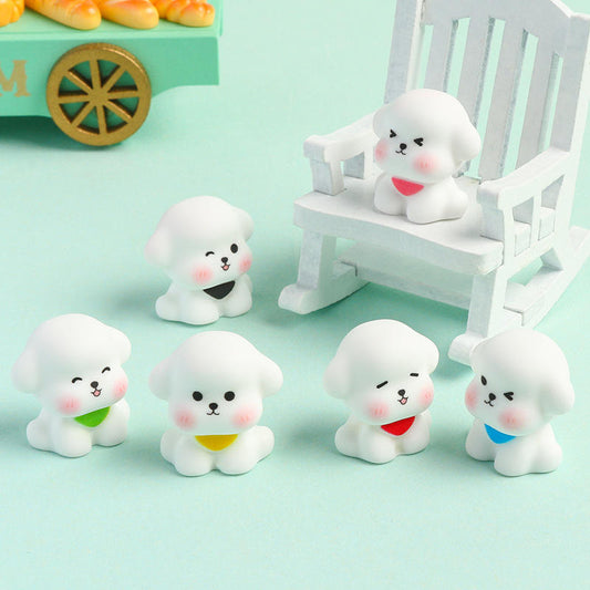 Collection of Miniature White Puppies in blue background.