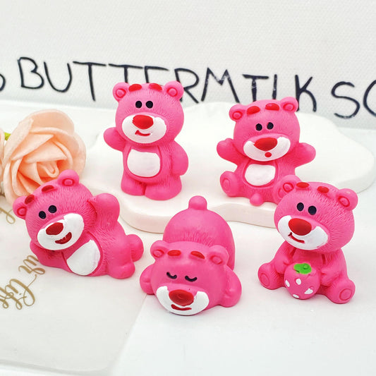 Collection of Miniature Cute Pink Bear on the white background.