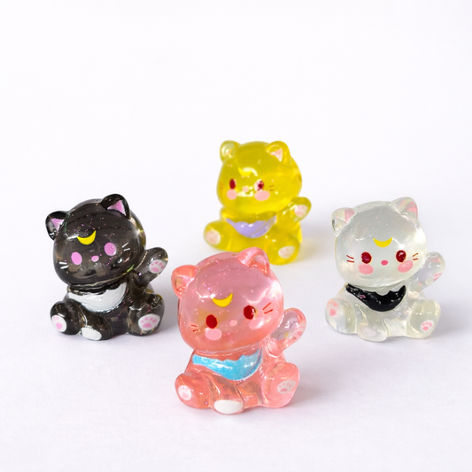 Collection of Miniature Glow Mini Bear on the white  background.