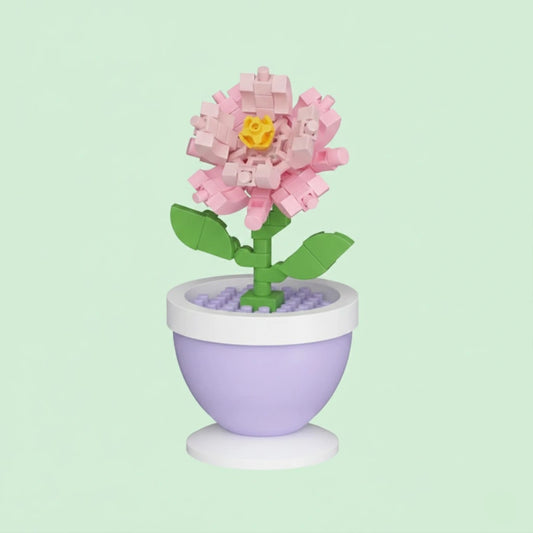 Blush Pink Bloom Pot Flower Building Block (1Pc) on the light background.